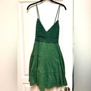 AERIE Green Crochet Sundress